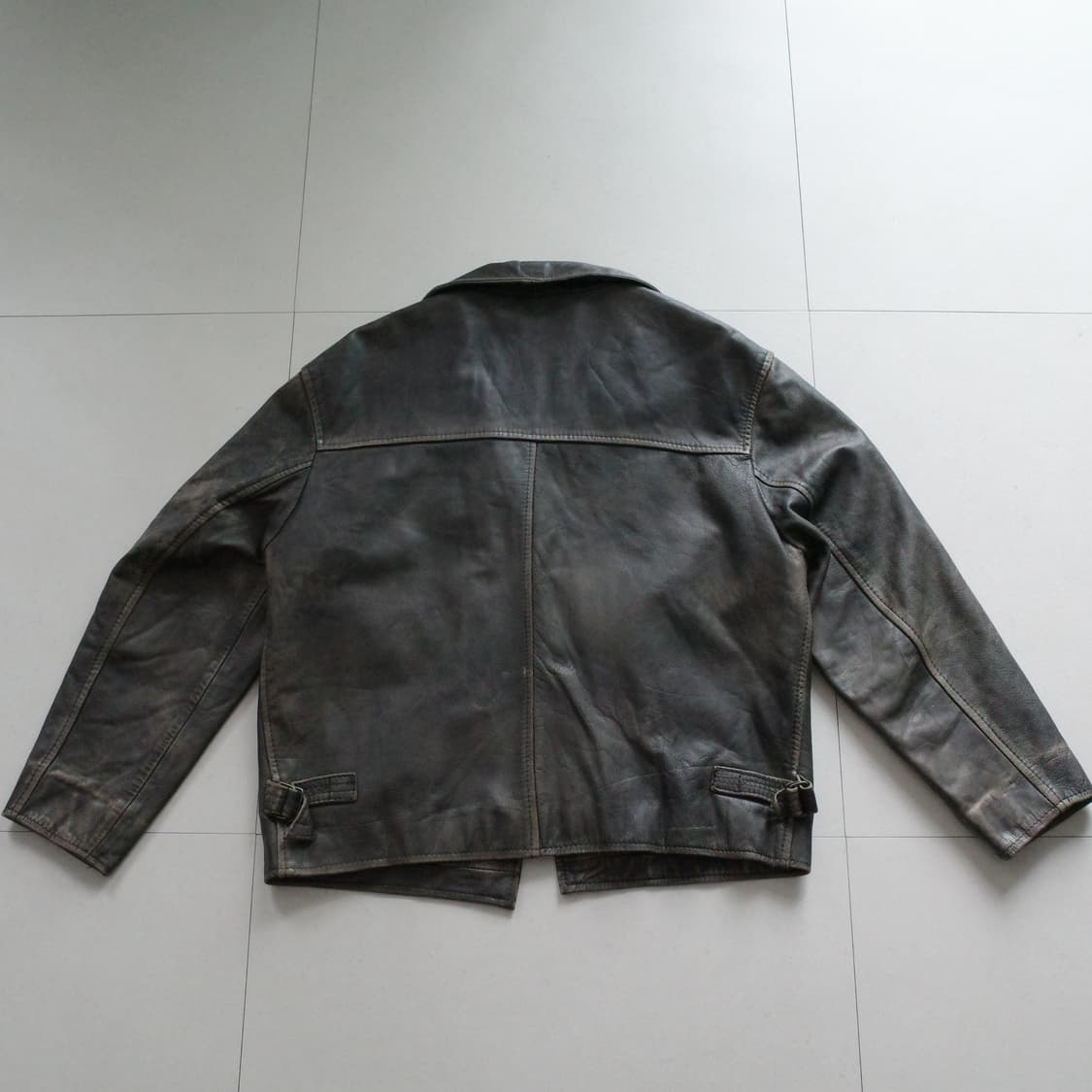 90s 프랑스 생산 빈티지 SO LONG 워크 스포츠 레더 자켓 상품이미지8