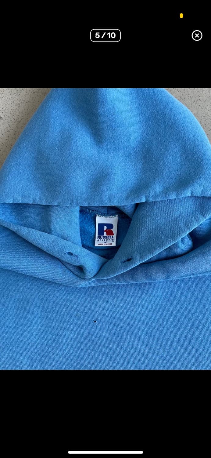 90s 빈티지 러셀 후드 베이비 블루 M 상품이미지5