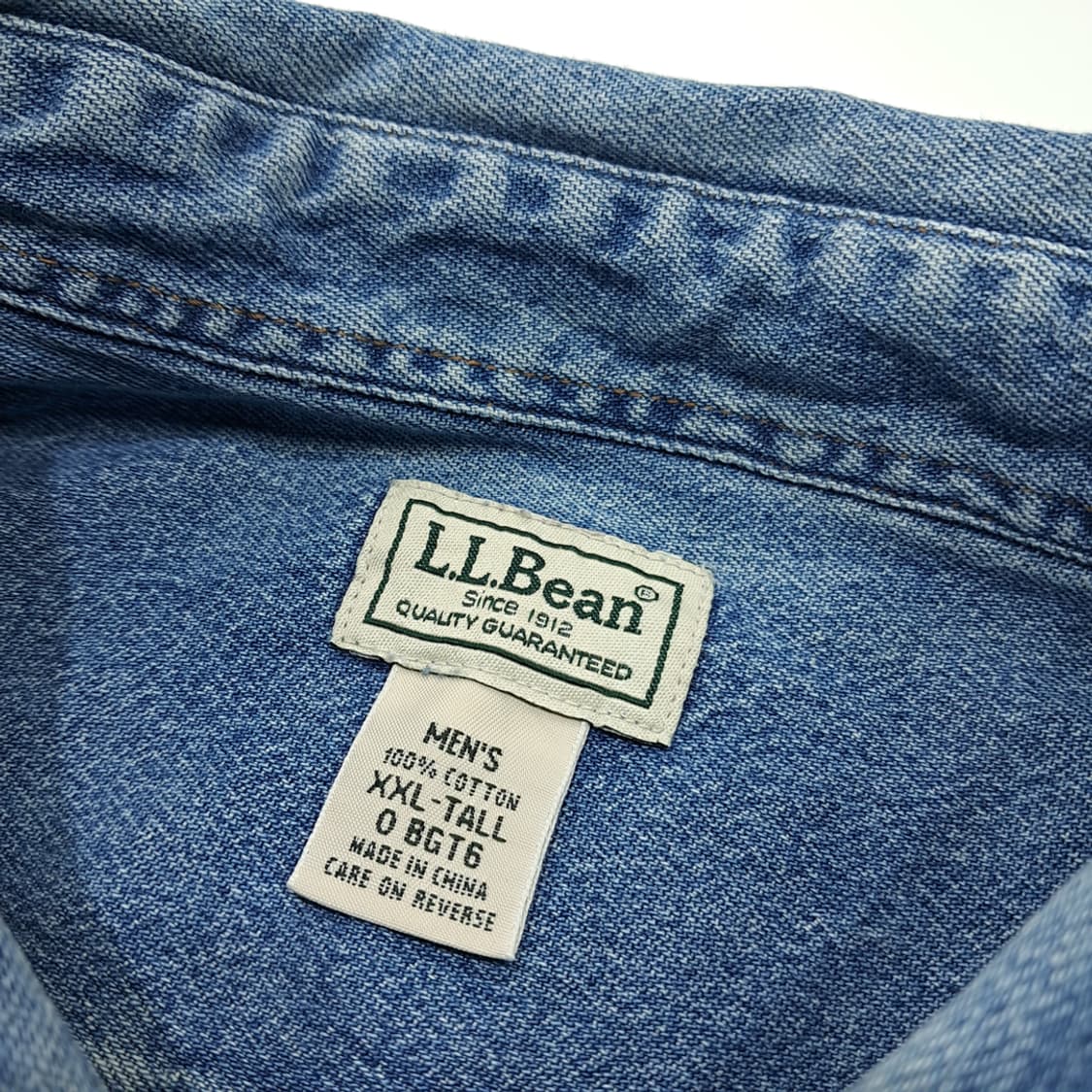 CL420 2XL 엘엘빈 00s 코튼 듀얼포켓 미디엄블루 데님셔츠 남방 상품이미지3