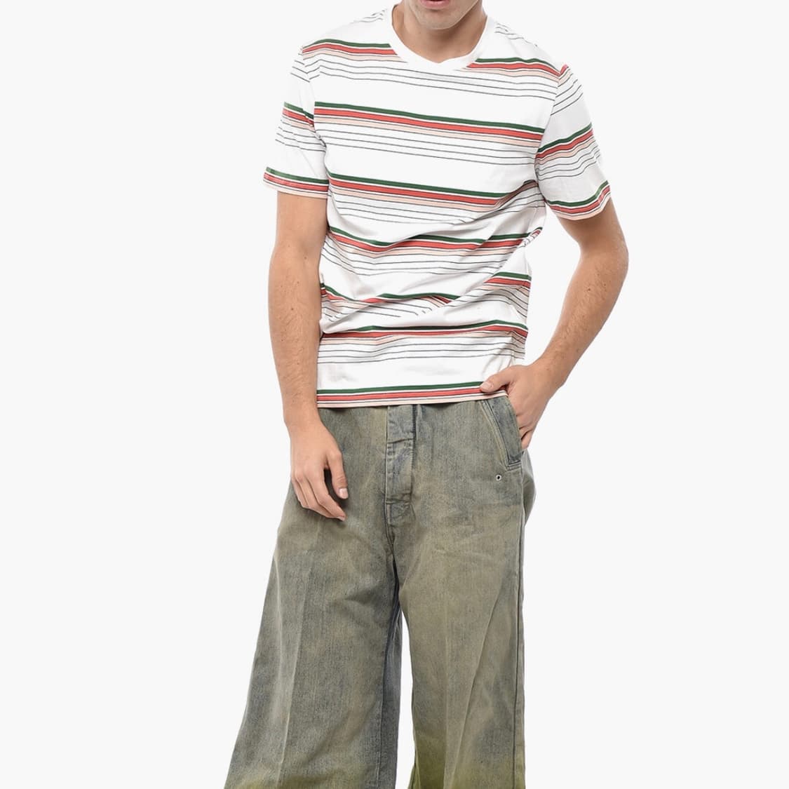 아페쎄  스트라이프 코튼 져지 크루넥 티셔츠 상품이미지1