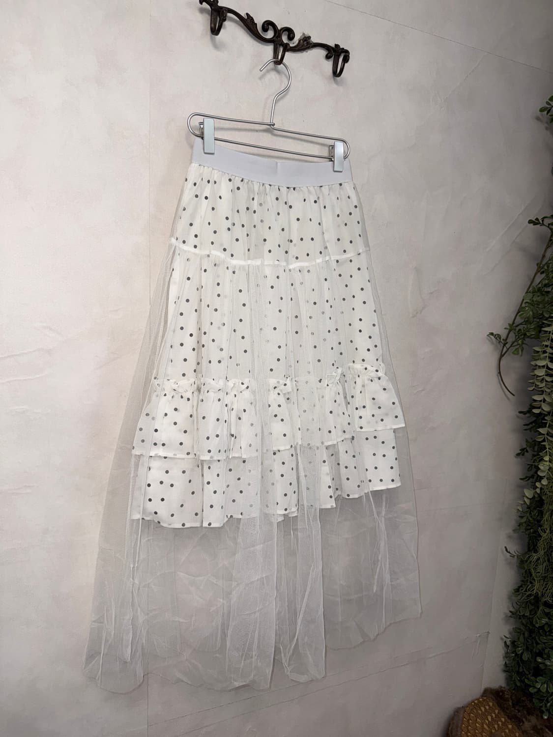 White dot seethrough layered long skirt 상품이미지2