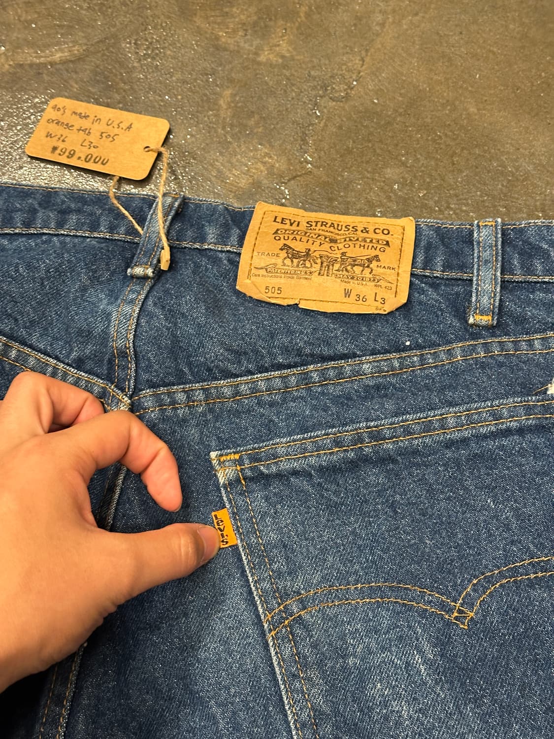 90s 오렌지탭 505 쇼츠 made in usa W36 상품이미지5