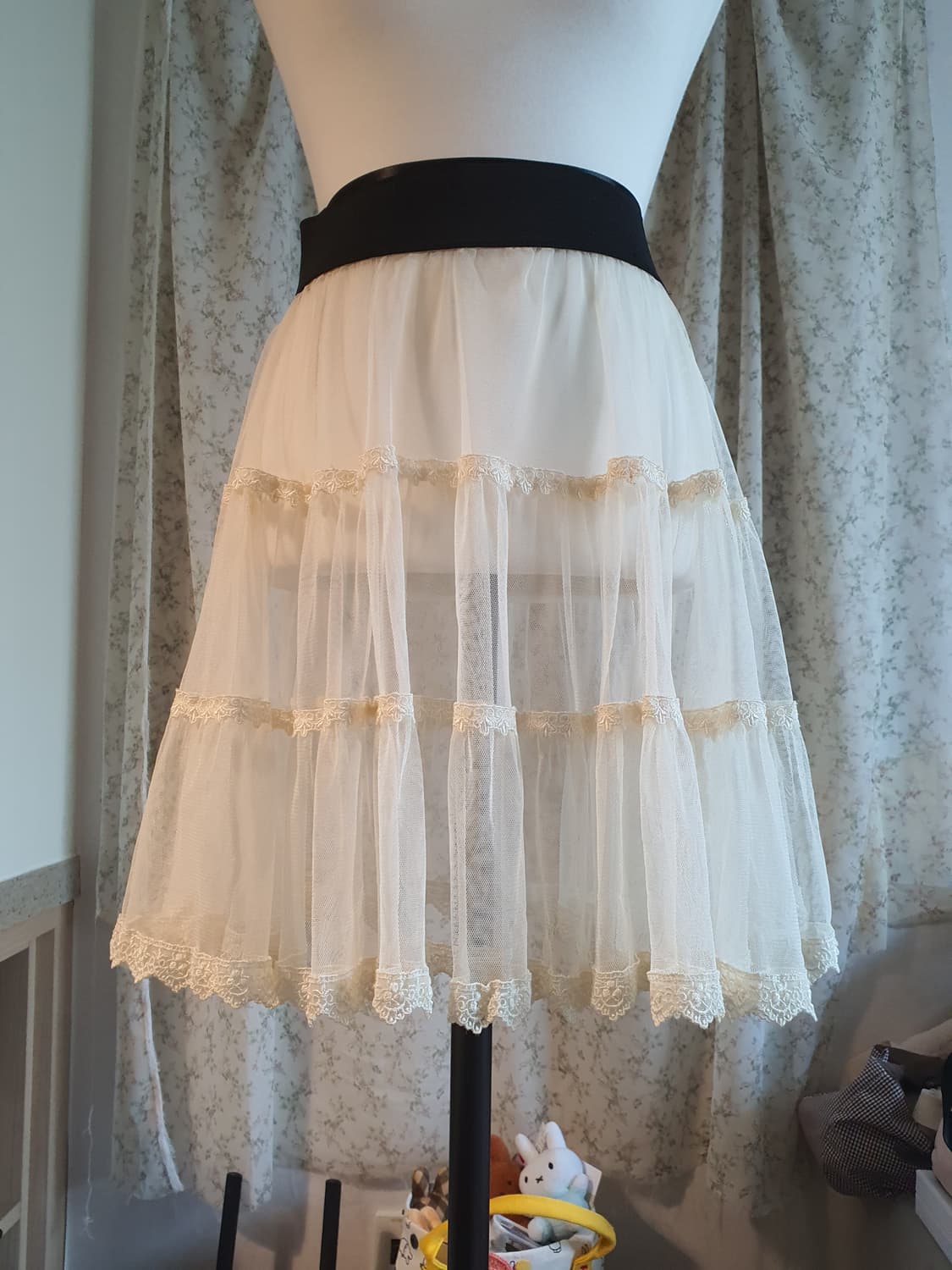 [빈티지] 아이보리 레이스 캉캉 튤 레이어드 스커트 리폼완 상품이미지1