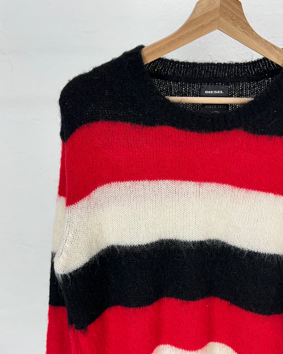 디젤 로조 레드 믹스 모헤어 스트라이프 니트 스웨터 상품이미지2