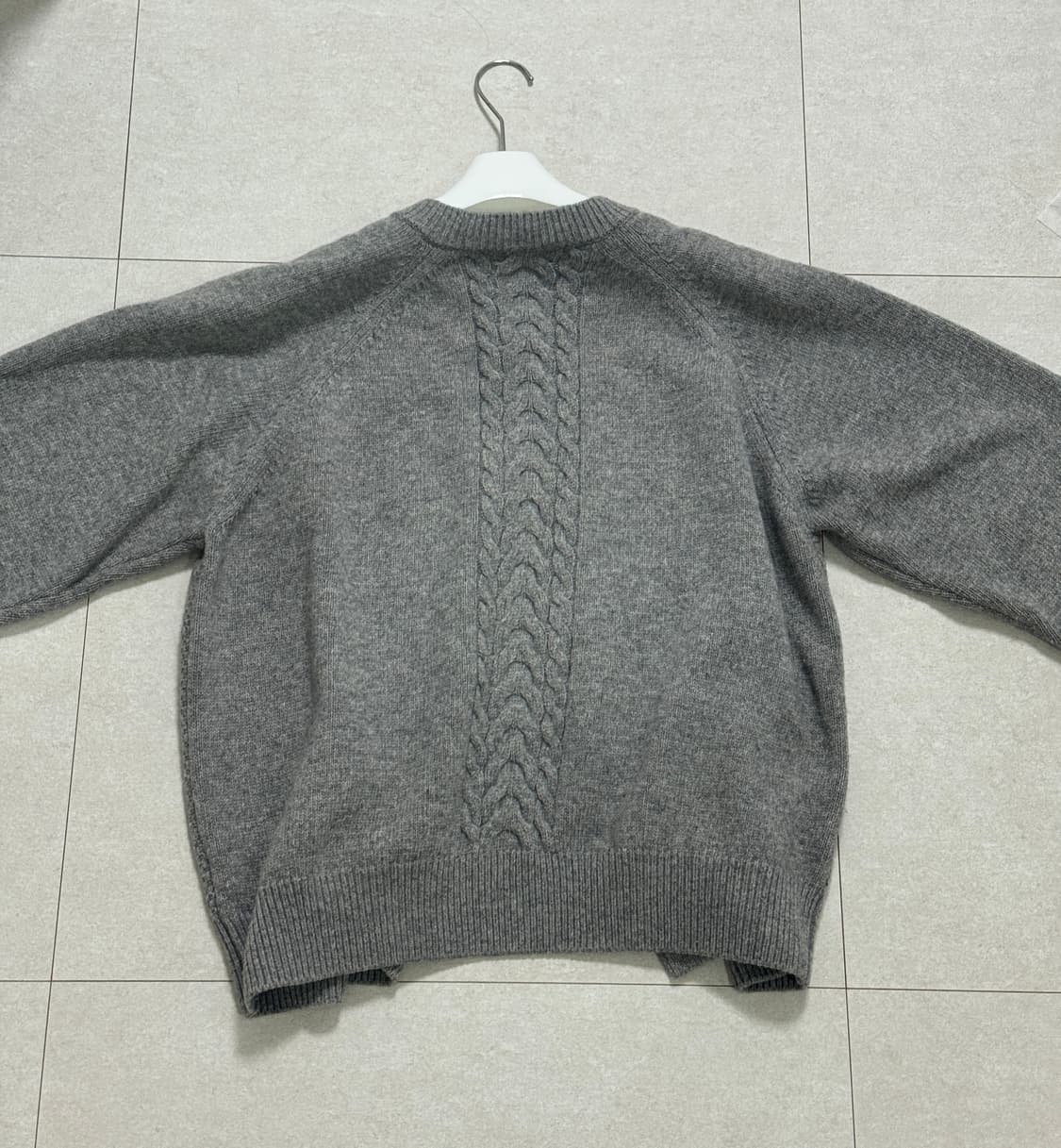 웨이비니스 더블텍스쳐 라운드넥 가디건 미스트그레이2  상품이미지2