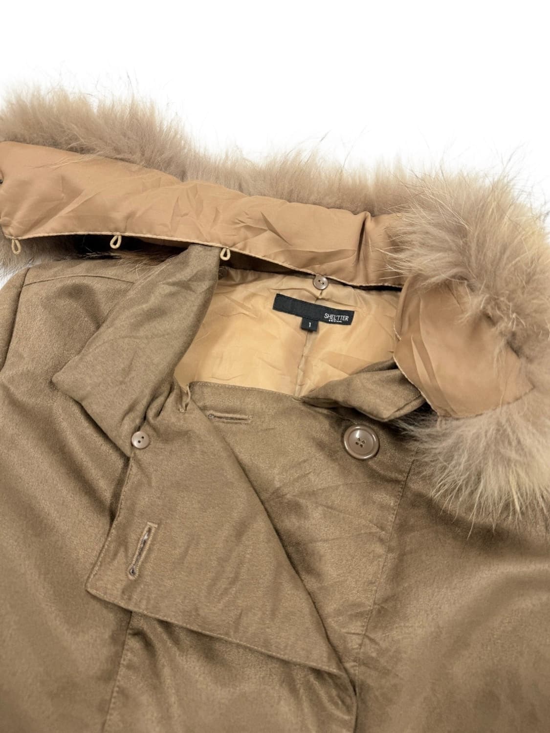 빈티지 SHEL'TTER 라이트 브라운 퍼 더블 패딩 상품이미지6