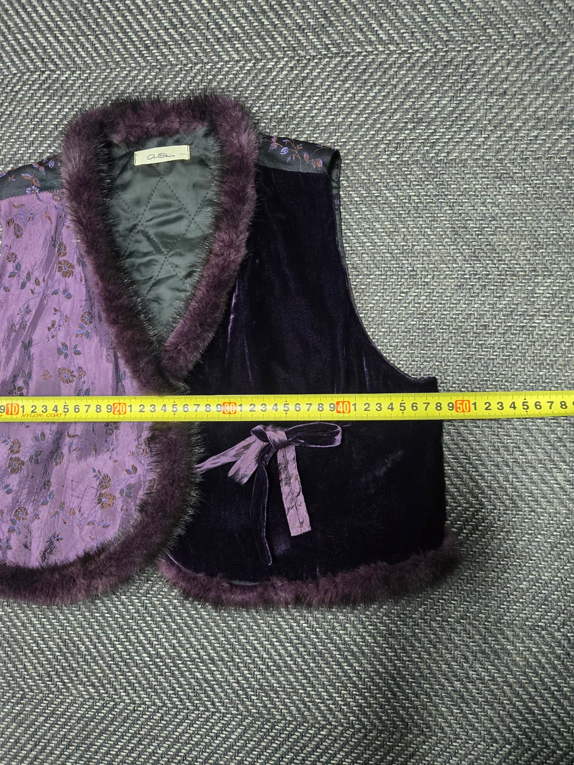 한복 자가드 벨벳 밍크 누빔 베스트 한복배자 55~66 상품이미지7