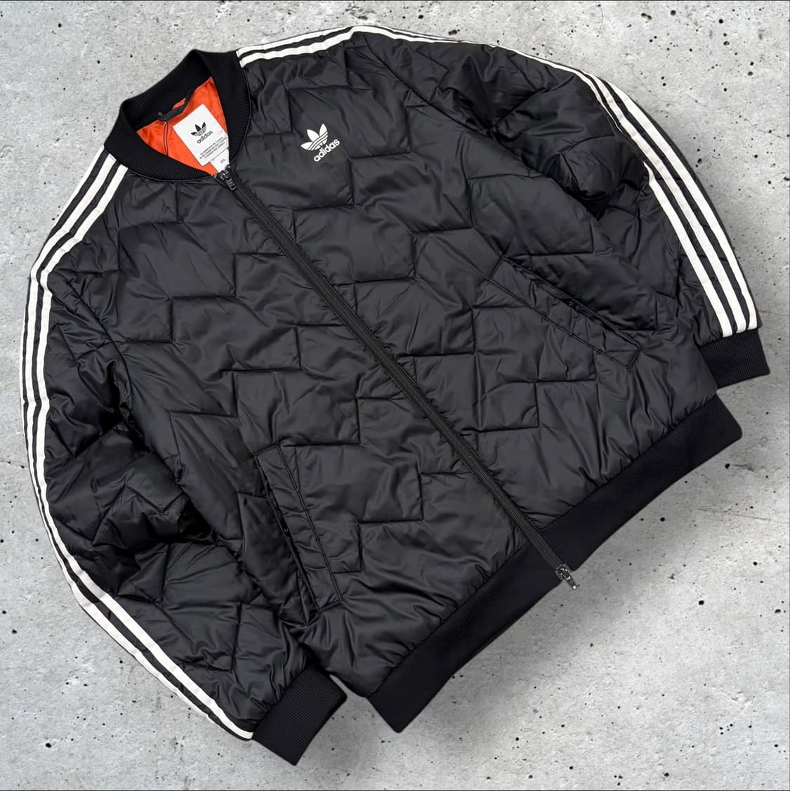 [2XL] 아디다스 파이어버드 퀼팅 3선 패딩 블랙 점퍼 B722 상품이미지1