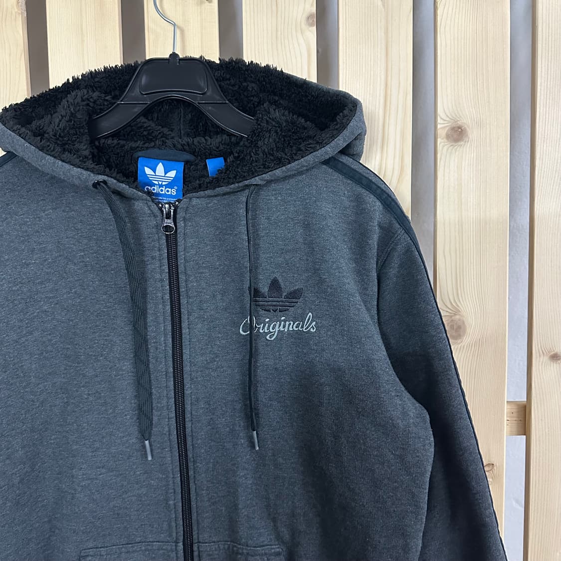 (M) 아디다스 차콜 양털 후드집업 상품이미지4