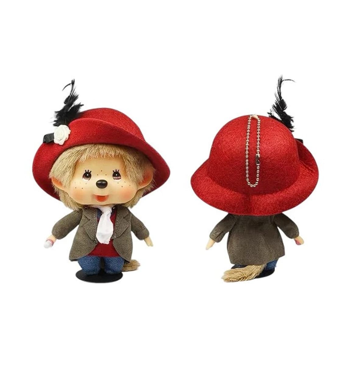 챙모자 몬치치 빅헤드 패션 버건디 로즈 걸 키체인 대두몬치치 봉제인형키링 상품이미지1