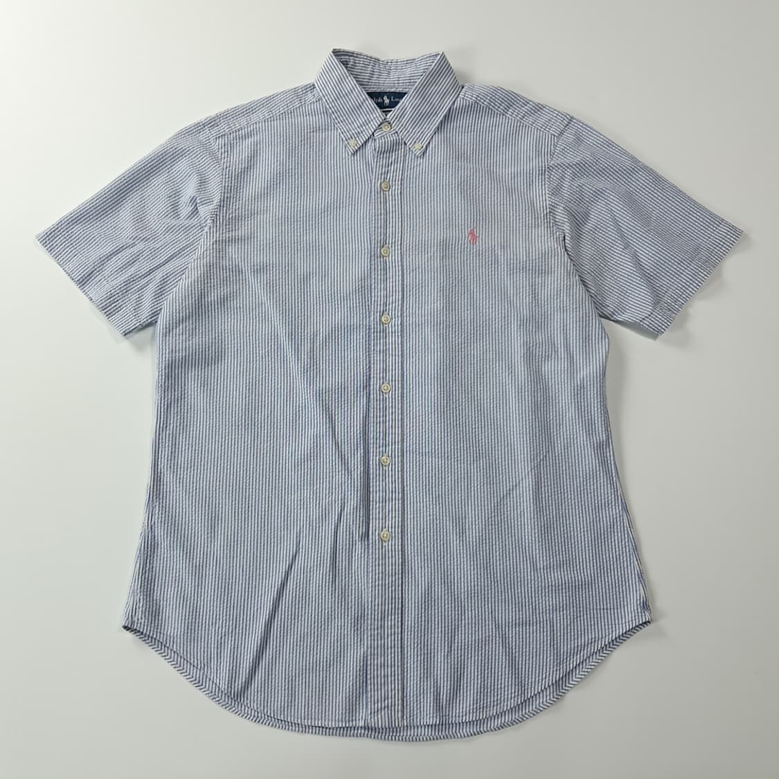 CK256 M 폴로 90s 시어서커 클래식블루 스트라이프 반팔 셔츠 남 상품이미지1