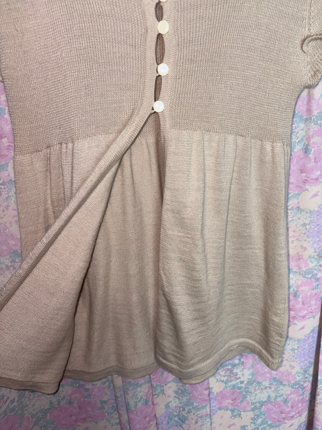 베이지 프릴 반소매 니트 상품이미지6