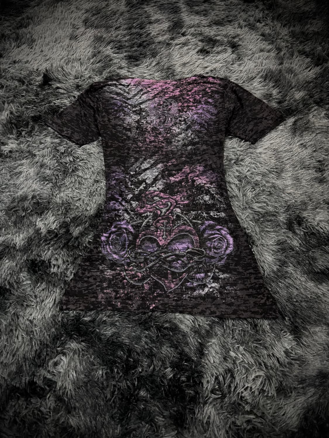 Y2K  하트 그래픽 V넥 반팔 티셔츠 상품이미지2