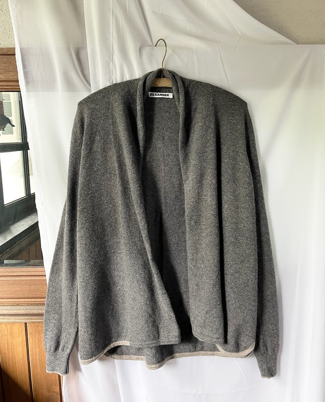 JIL SANDER wool drape cardigan grey 상품이미지3