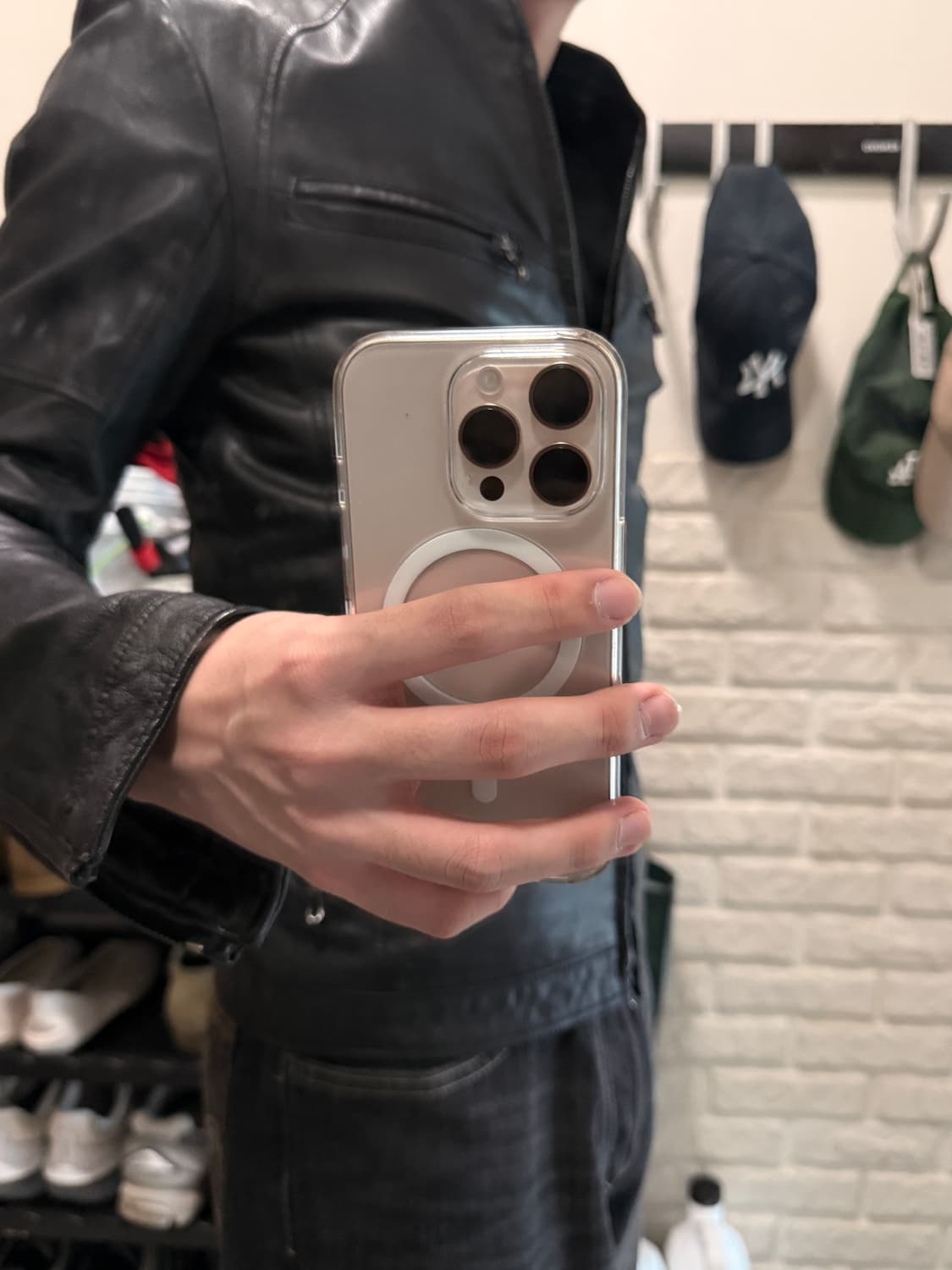 Shellac Goat Leather Stand Collar Jacket 상품이미지1