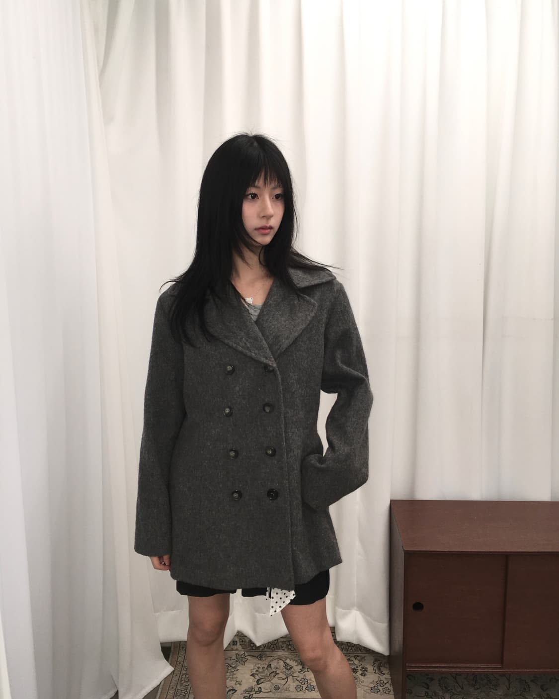 그레이 더블 숏코트 상품이미지2