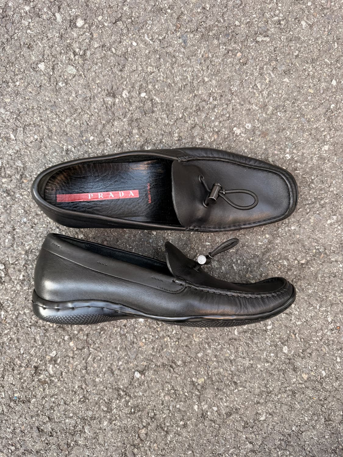 00s Prada Toggle String Leather Loafers 상품이미지3