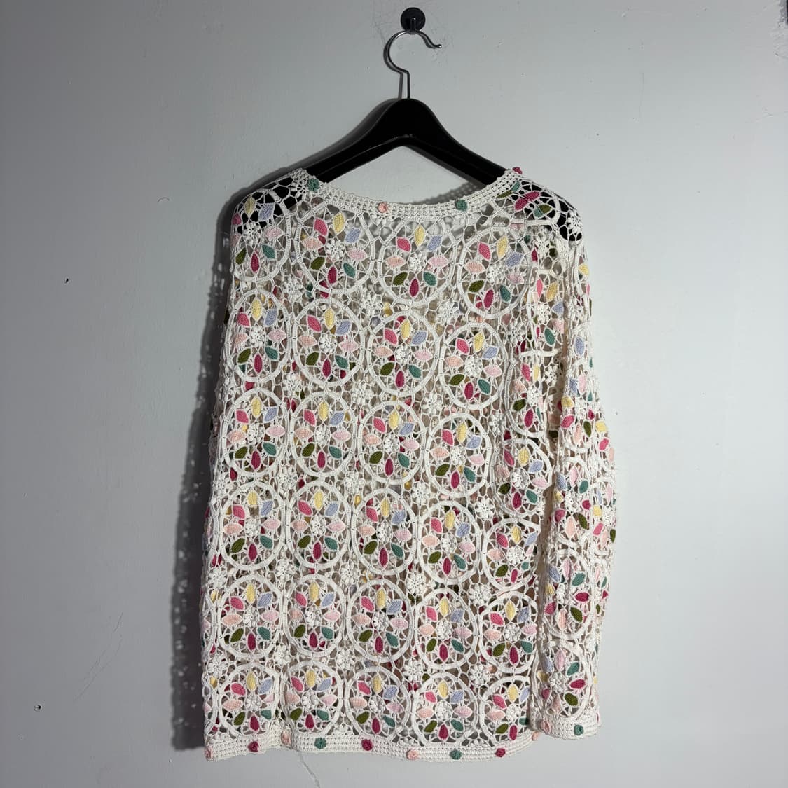 빈티지 모리걸 플라워 패턴 화이트 그물니트 (무료배송) 상품이미지3