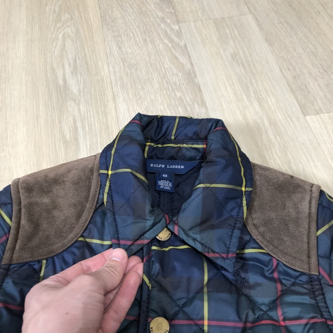 (6세) 폴로 랄프로렌 POLO 키즈 타탄 체크 롱 퀼팅 자켓 네이비 상품이미지4