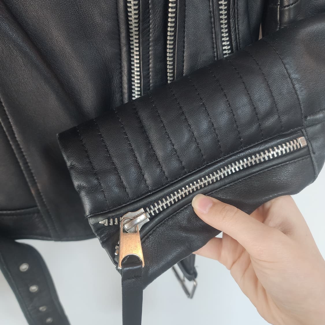 자라 trf 블랙 가죽 라이더 자켓 상품이미지4