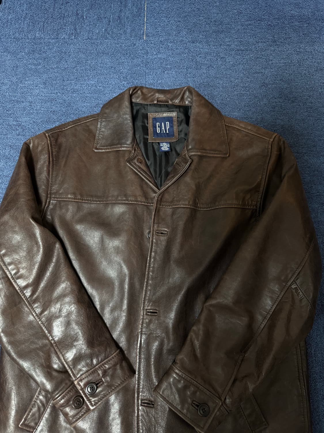 [M] 90s 올드 갭 레더 카코트 브라운 상품이미지2