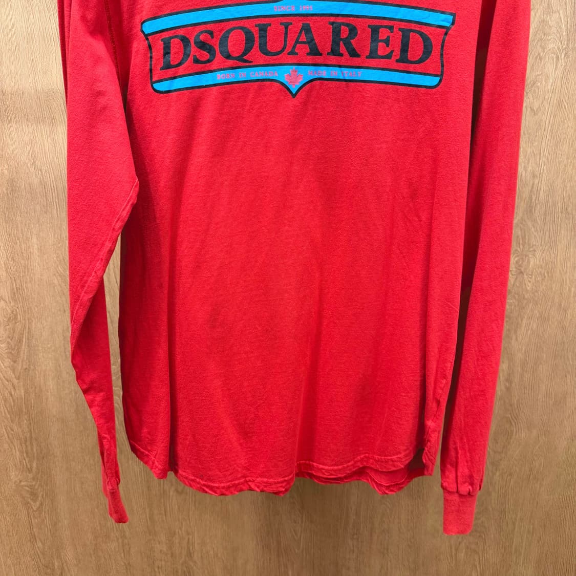 디스퀘어드2 긴팔 티셔츠 레트로 프레임 로고 프린트 그래픽 디테일 레드 상품이미지5