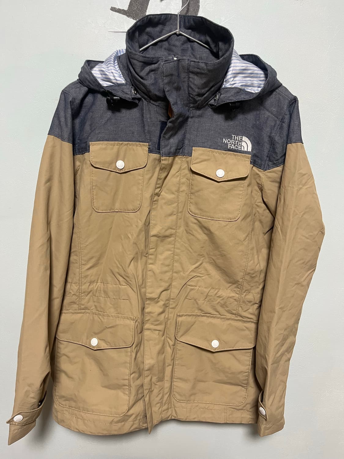 노스페이스  베이지 데님 배색 자켓 상품이미지1