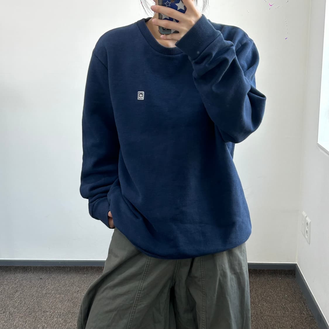 Obey 오베이 스몰로고 네이비 맨투맨 상품이미지1