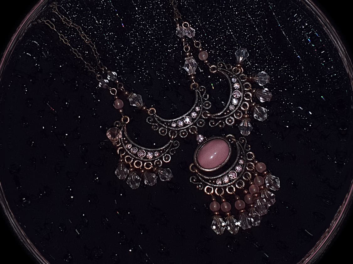 Vintage pink moon beads neckla 상품이미지3