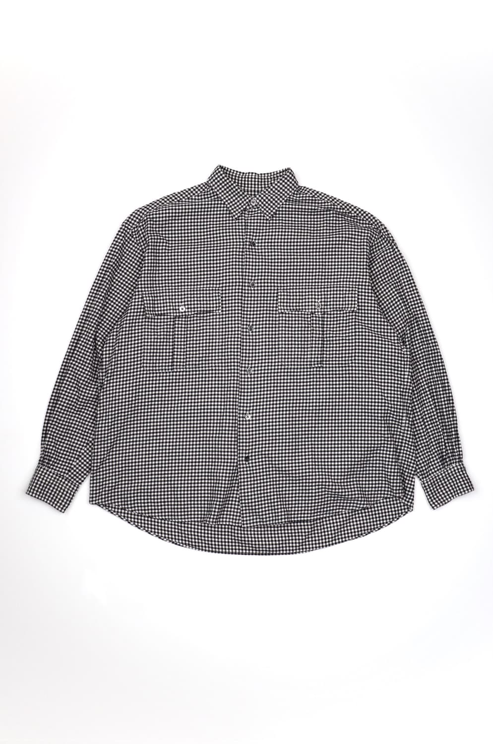 Porter classic 플란넬 깅엄 체크 롤업 셔츠 블랙 상품이미지1