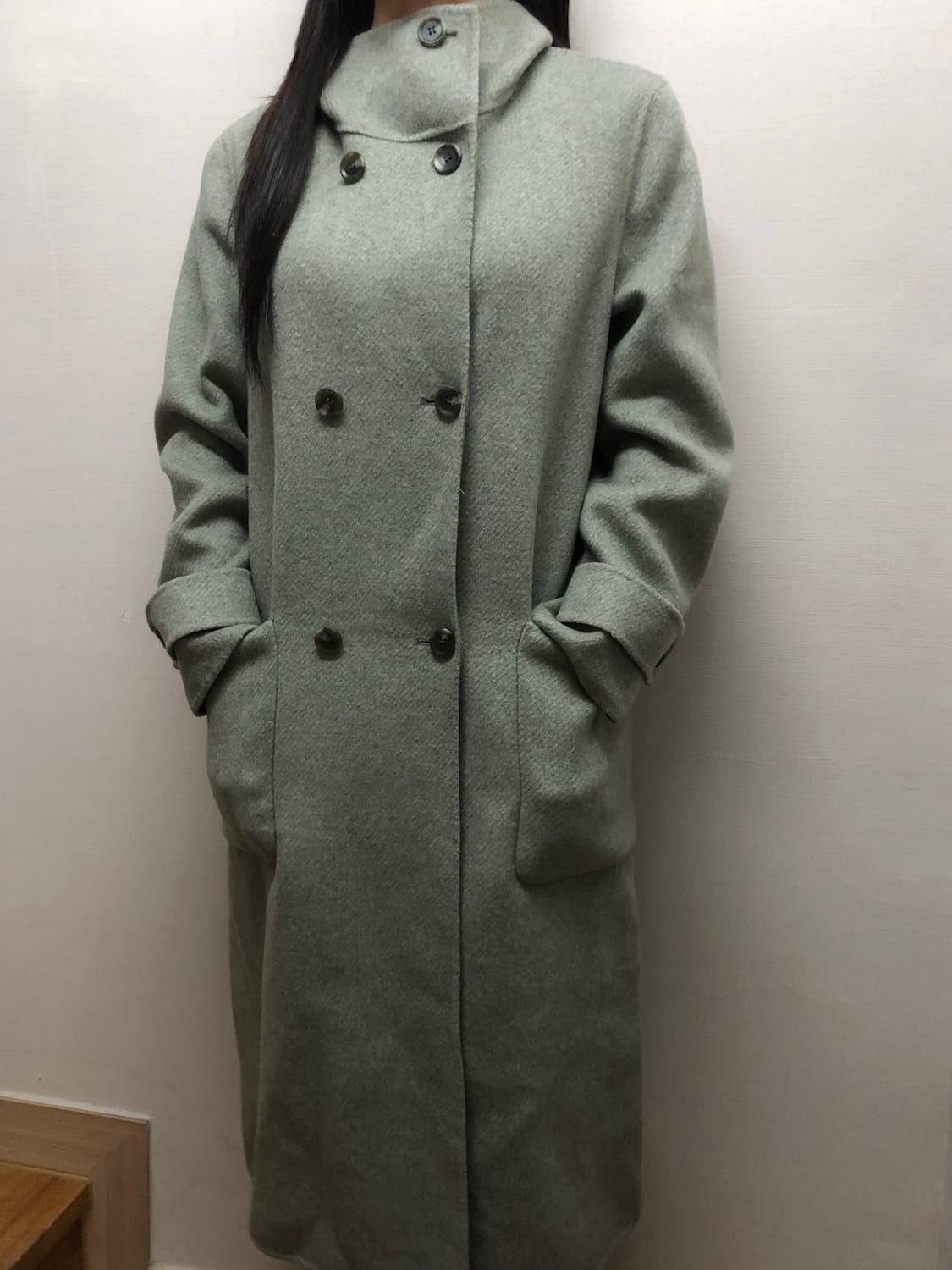 빈티지 그레이 민트 롱 코트 상품이미지6