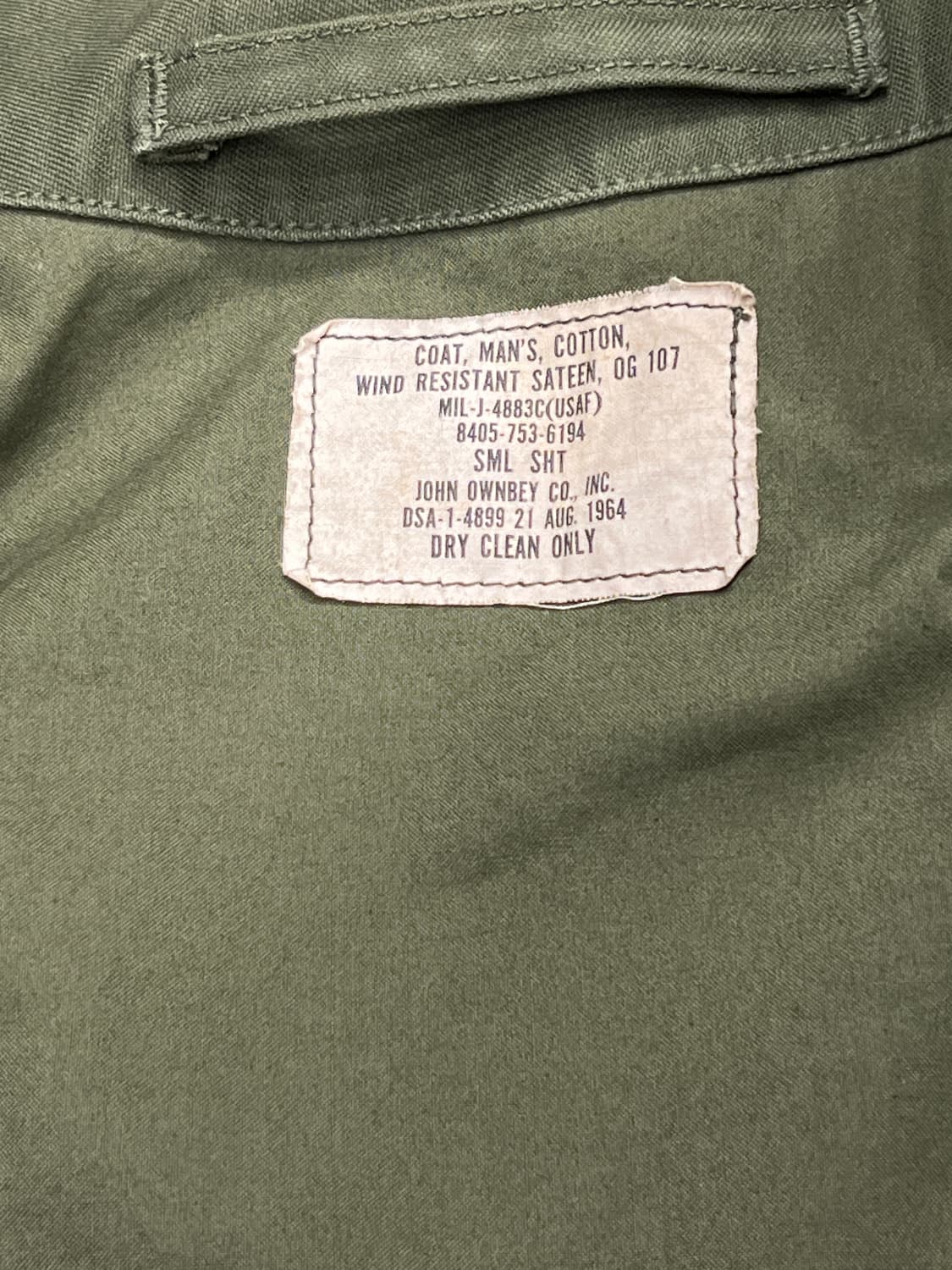 60‘s USAF OG-107 코튼 샤틴 필드 자켓 상품이미지6