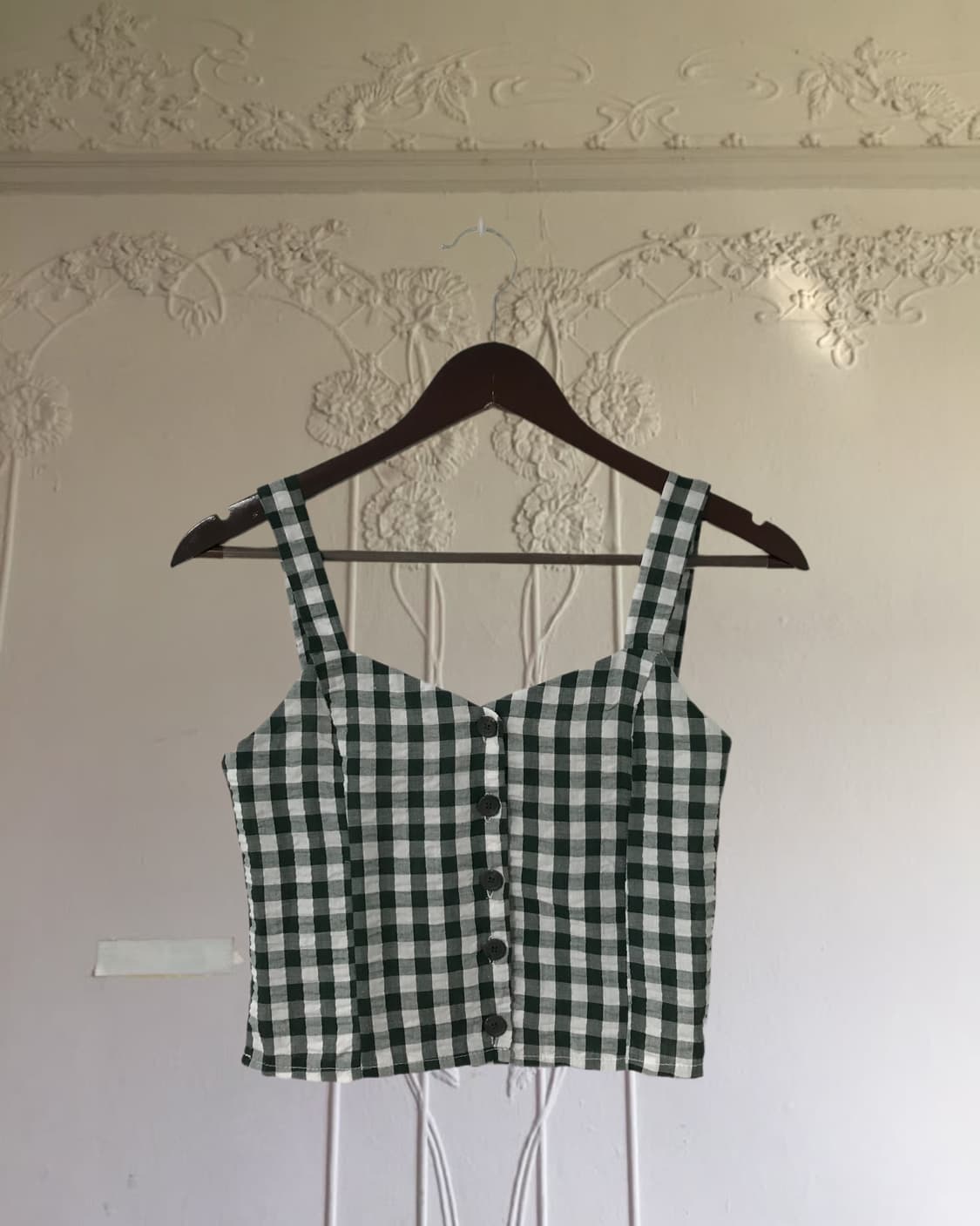 vintage green check pattern sleeveless 상품이미지6