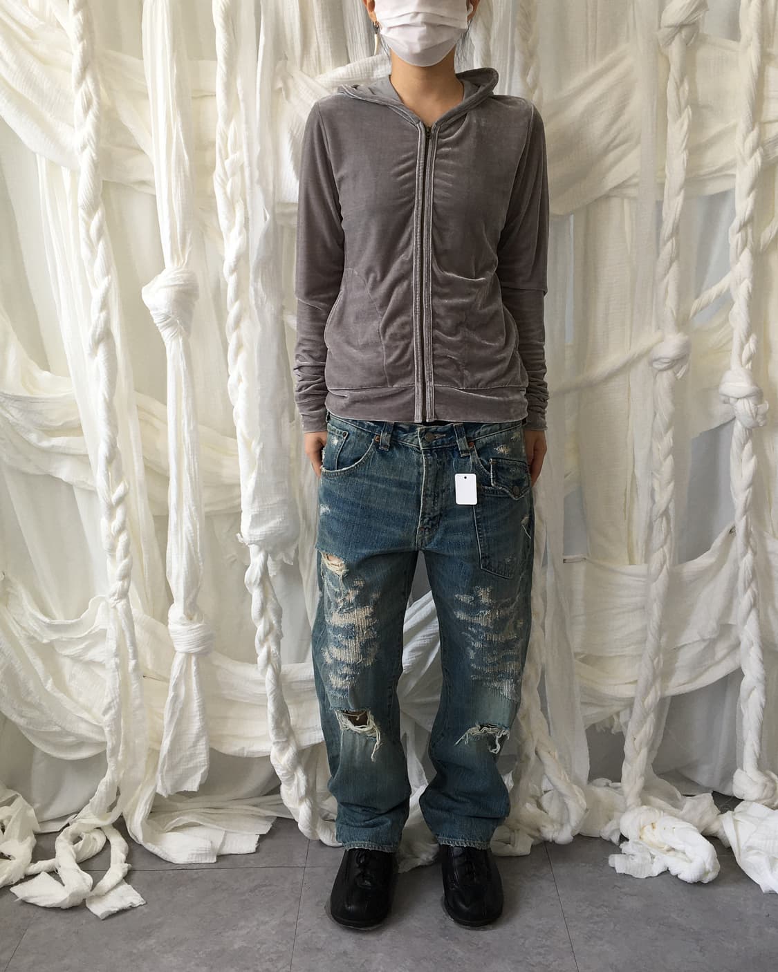Velvet hood zip up 상품이미지1
