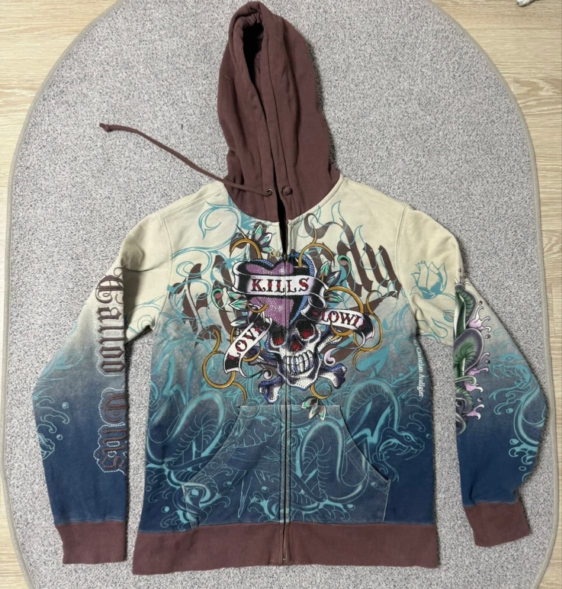 에드하디 스컬 프린팅 후드집업 상품이미지1