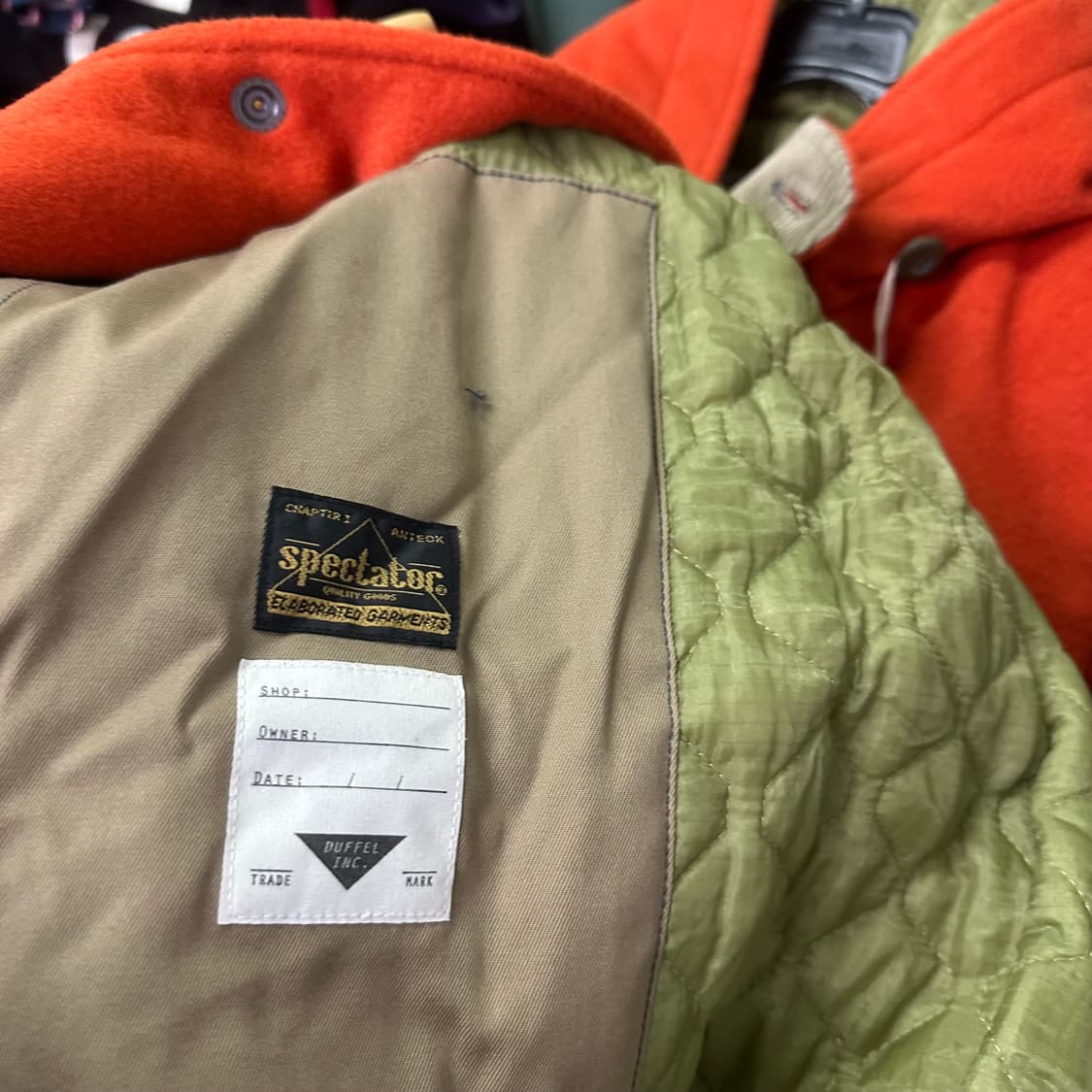 택달린새것 S 스펙테이터 오렌지 가죽배색 더플코트 상품이미지8