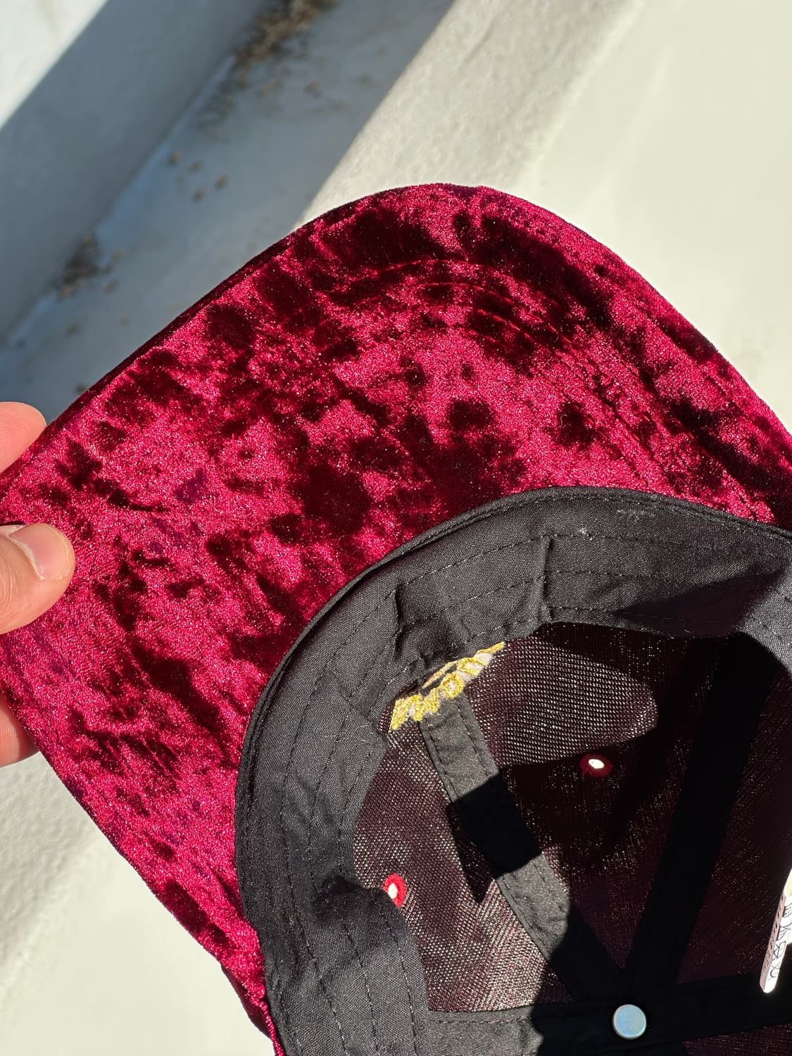 [F] 제인송 벨벳 버건디 볼캡 모자 상품이미지5