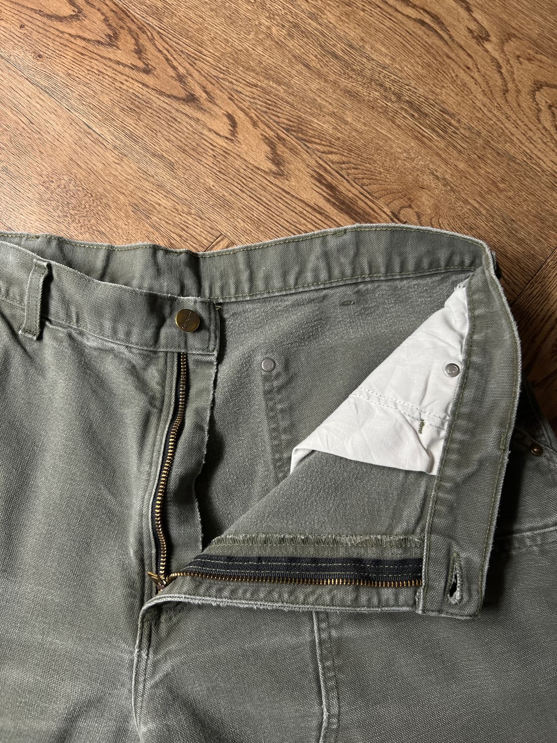 [36]칼하트 USA 빈티지 워싱 모스그린 더블니 워크 팬츠 상품이미지2