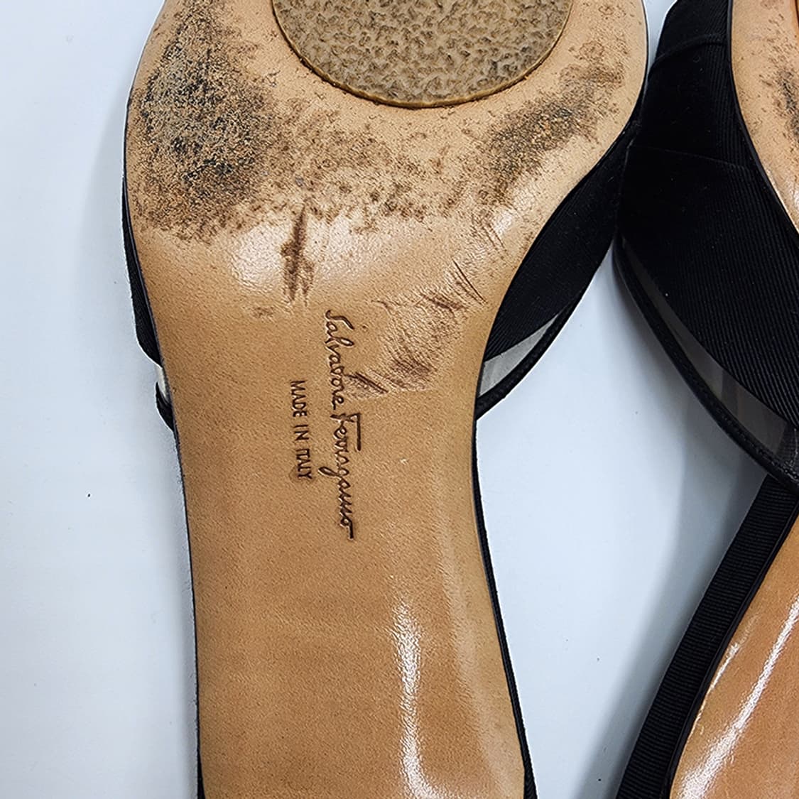 페라가모 빈티지 블랙 클리어 플라스틱 오픈토 슈즈 7 상품이미지7