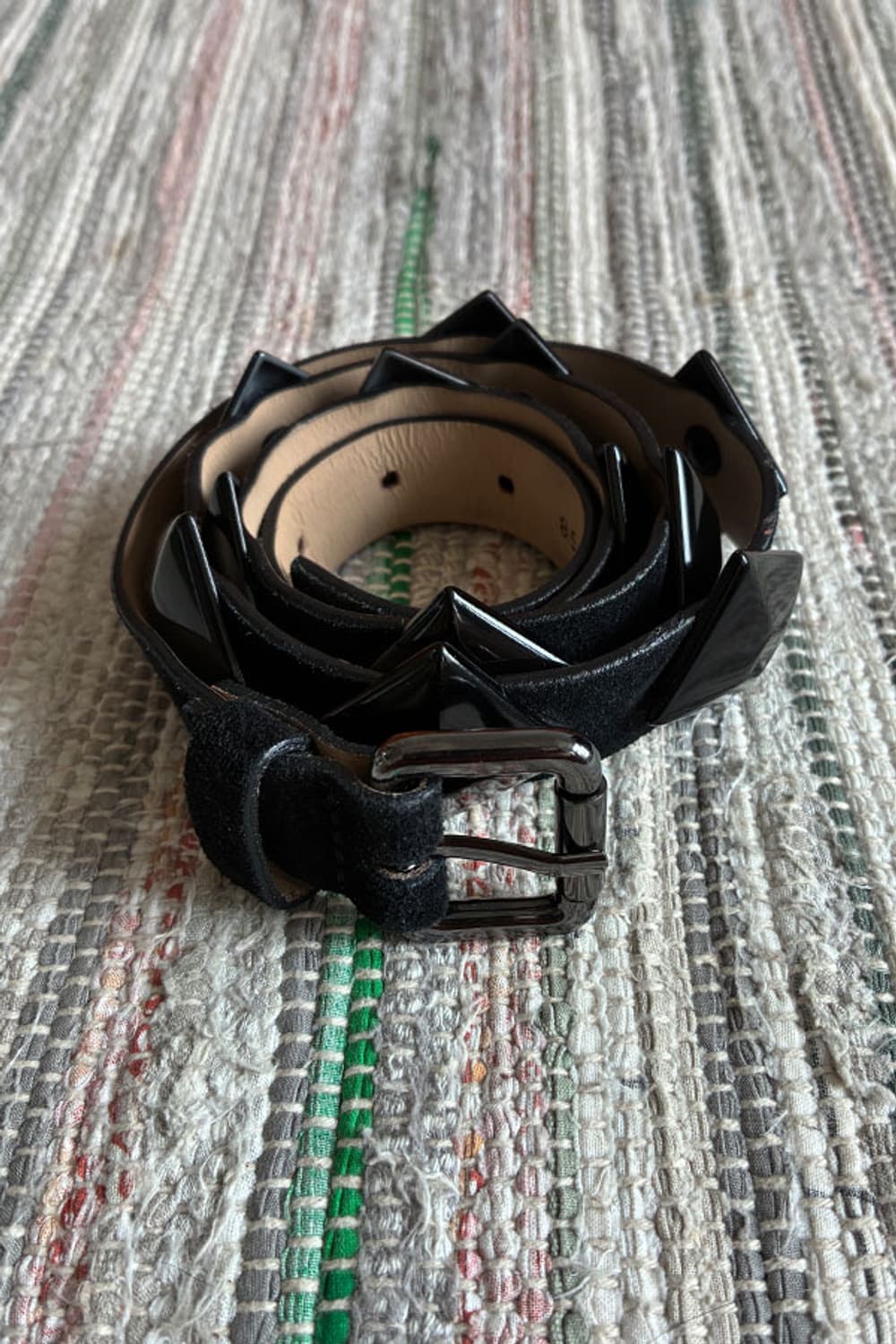 Black Studded Edge Leather Belt 상품이미지1