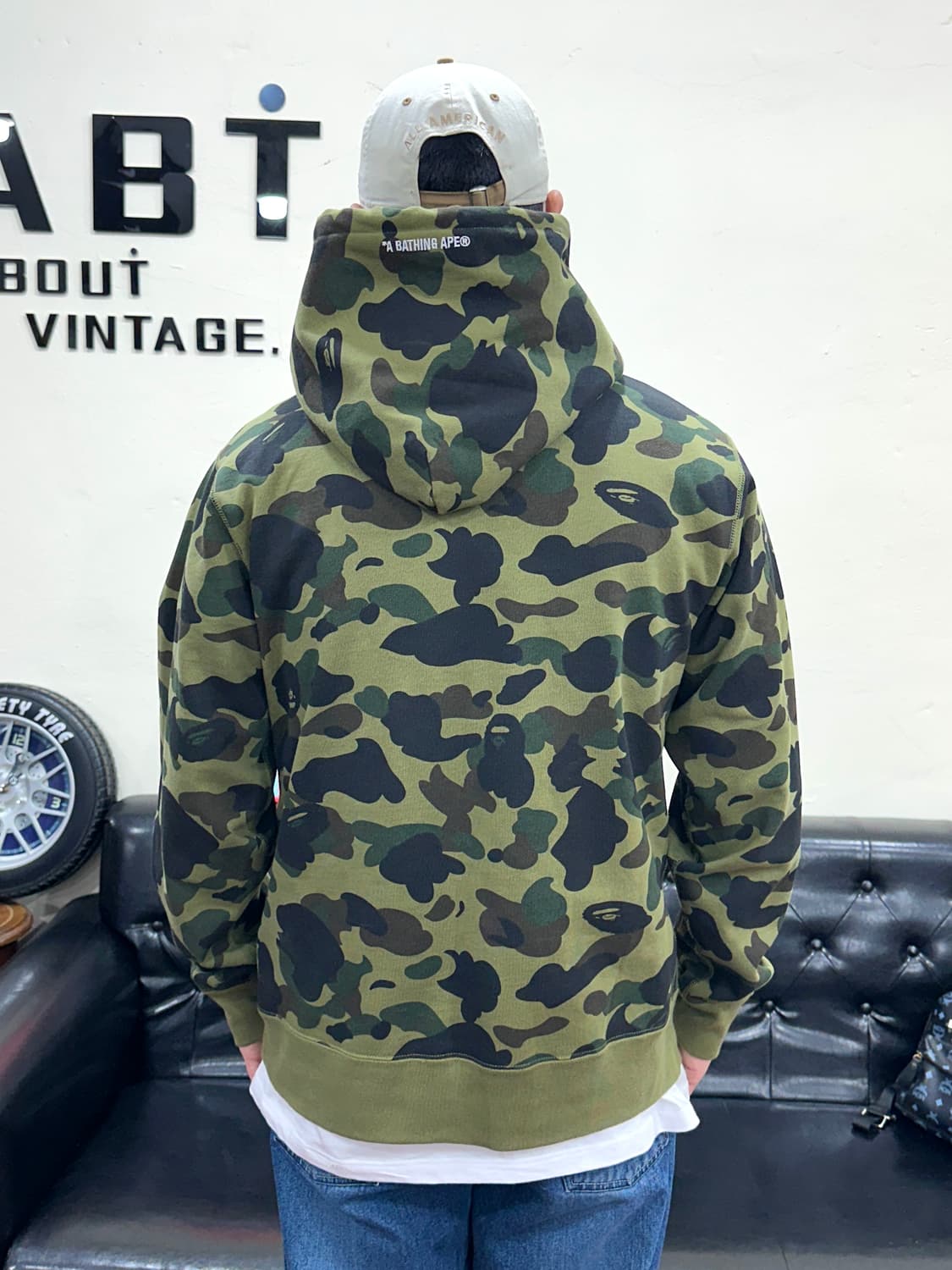 베이프 1st 카모 컬리지 풀오버 후드 아미 그린 XL 상품이미지4