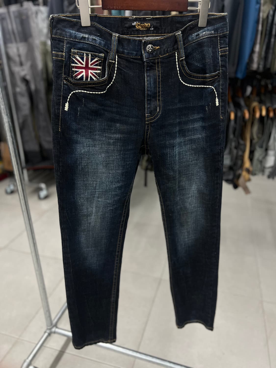 카우보이 스컬 자수 워싱진  상품이미지1