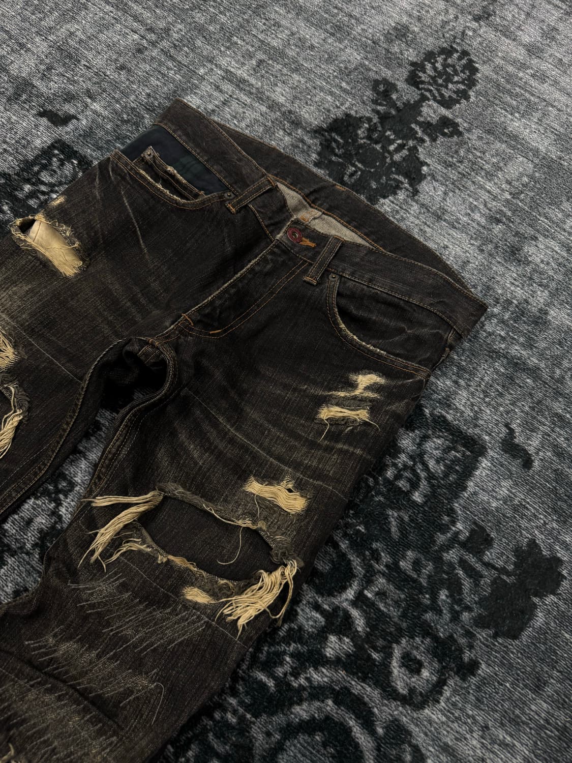 Tetei 00s archive distressed grunge deni 상품이미지4