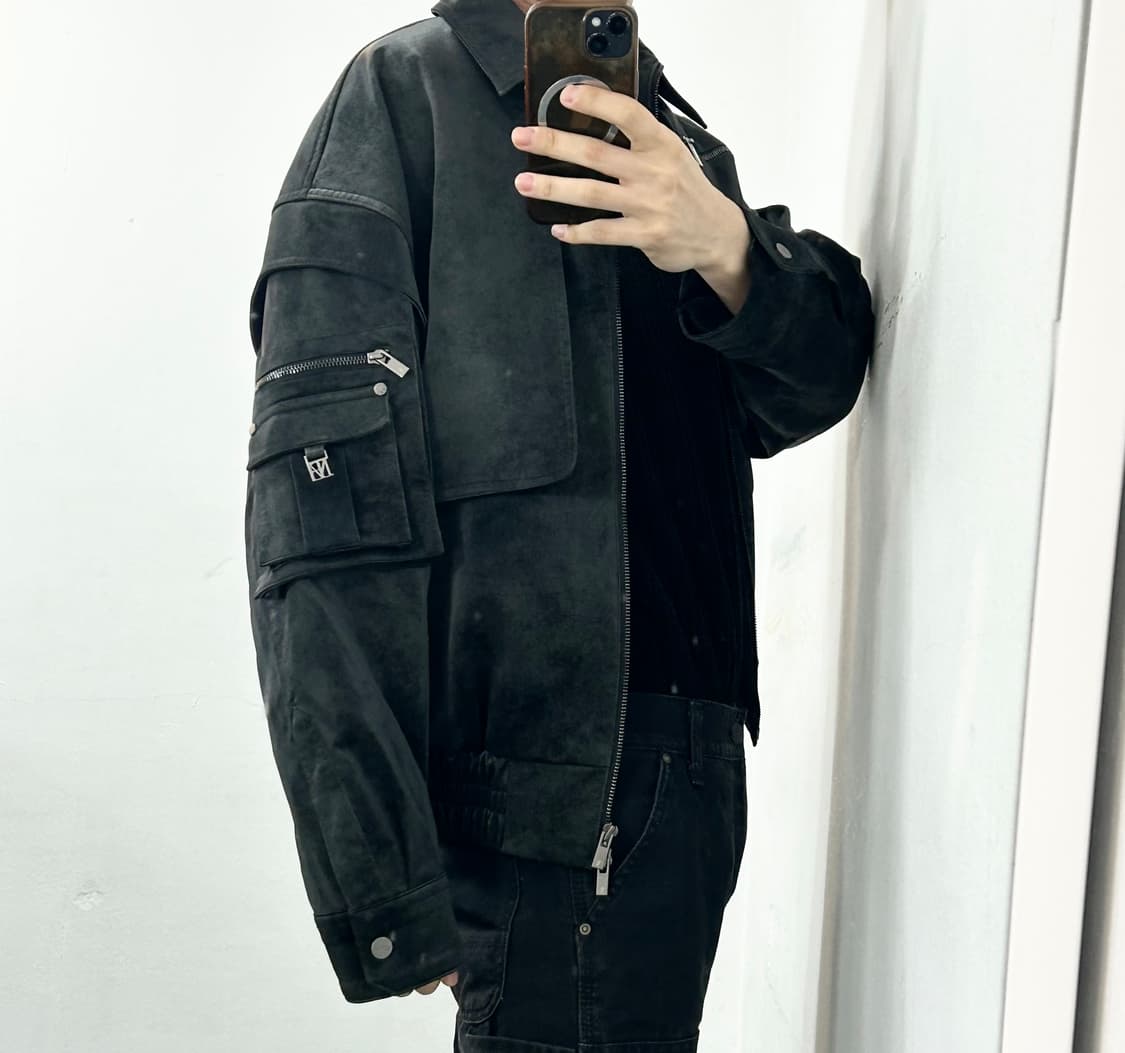트리밍버드 스웨이드 매트 블랙 레더 자켓 상품이미지6