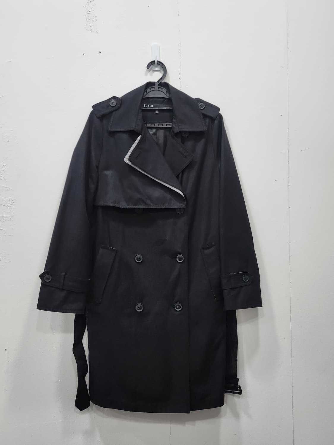 [85] 랩 LAP  블랙 트렌치 코트 여성 85사이즈 체크배색 상품이미지1
