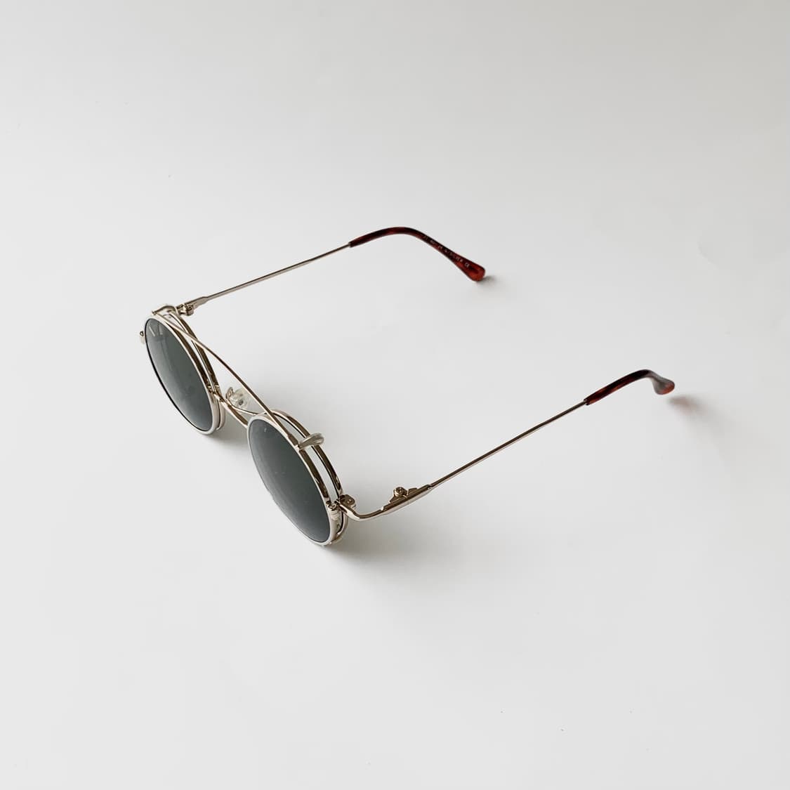 898 실버 티탄 라운드 메탈 투웨이 안경 선글라스 Y2K 슬림 초경량 상품이미지3