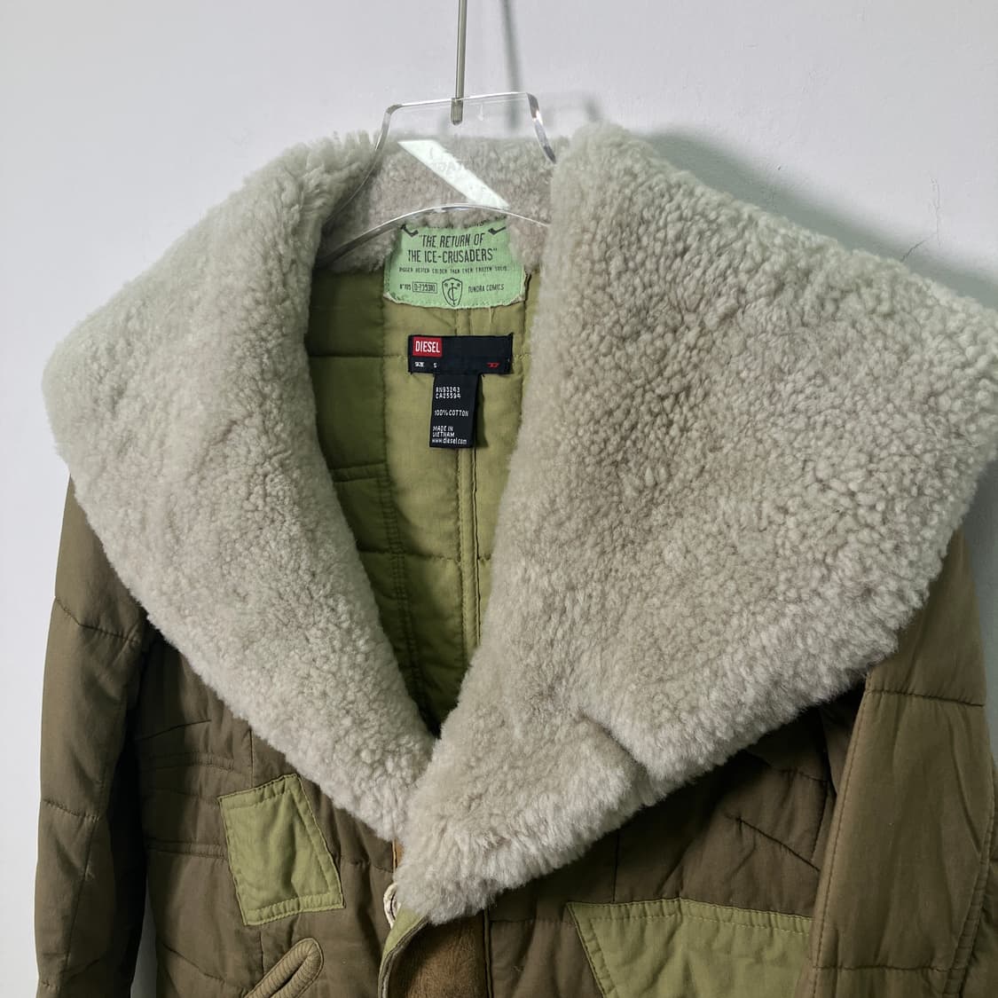 00's 디젤 카키 퀄팅 퍼프 자켓 S 상품이미지4