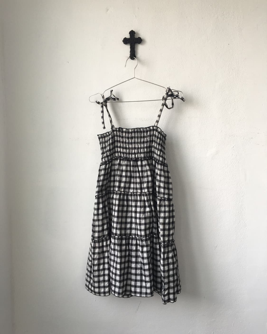 Check pattern layer sleeveless one piece 상품이미지2