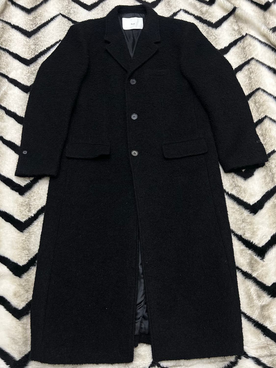 [XL]던스트 3버튼 부클 울 롱코트/블랙 상품이미지1