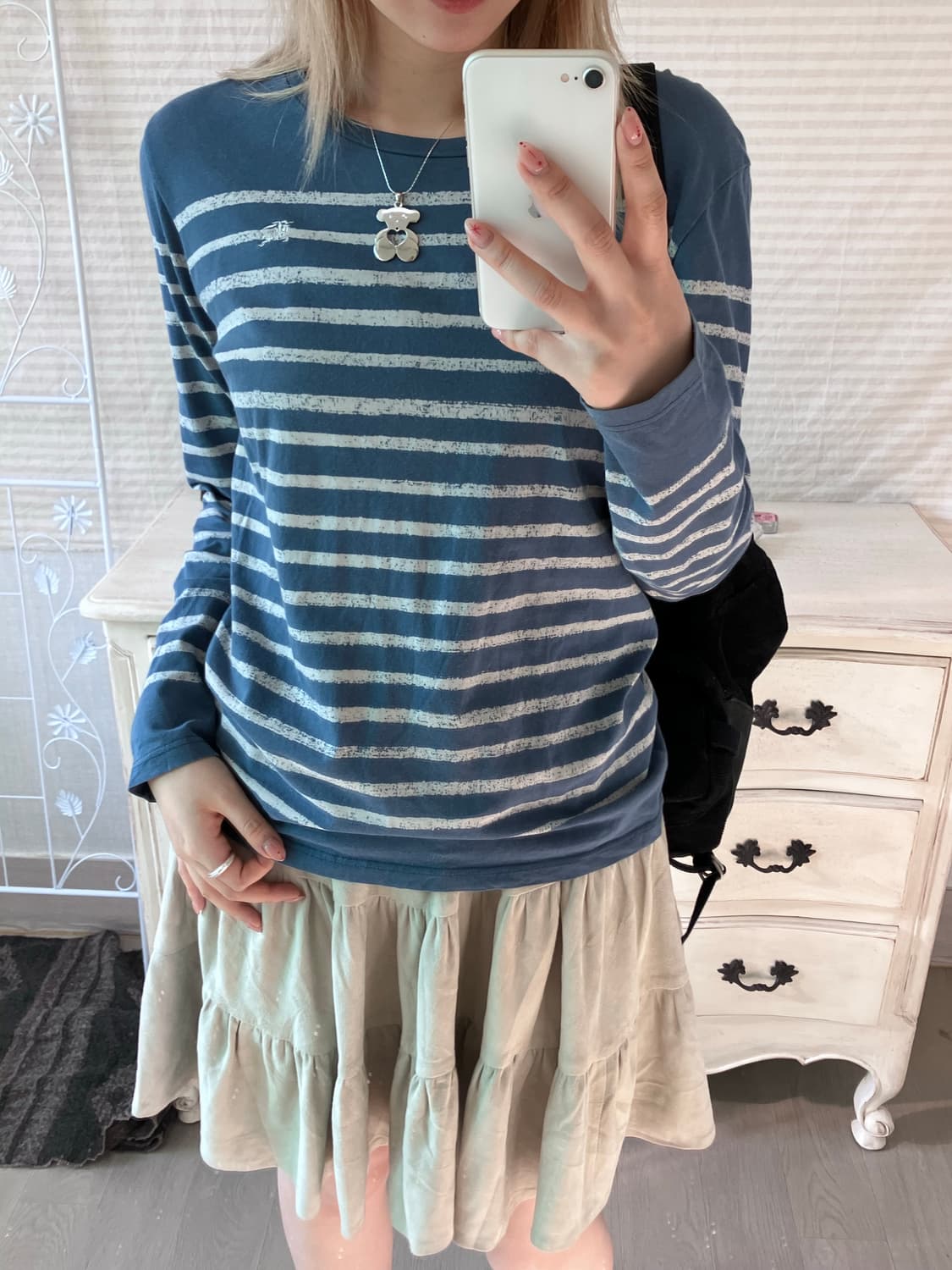 버버리 블랙라벨 빈티지 블루 스트라이프 롱슬리브 상품이미지4